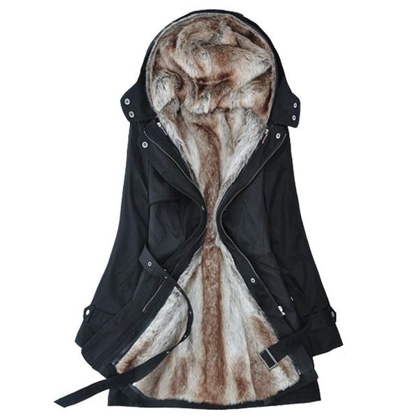 

parka winter jacket women thickening cotton winter coat women hooded jacket parka female outwear, Black