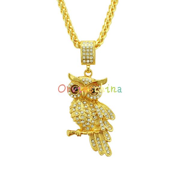 

2020 designer European and American explosive jewelry punk hip-hop personality owl diamond pendant necklace male jewelry