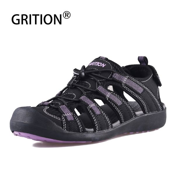 

grition sandals women flat platform fashion female summer shoes 2020 ladies casual outdoor lightweight beach water sports shoes, Black