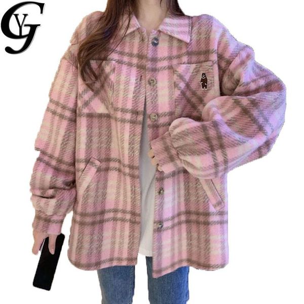 

women's blouses & shirts 2021 autumn winter long sleeve plaid women blouse harajuku streetwear warm ladies femme korean oversized blus, White