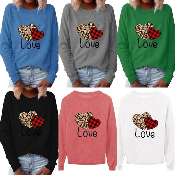 

s-4xl valentine's day women letters love heart printed t-shirt long sleeve round neck ladies blouses spring casual clothes h12001, White