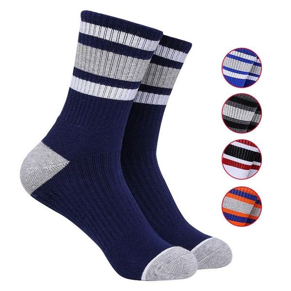

sports socks mid-high long tube basketball for men women striped deodorant towel bottom breathable ciclismo, Black