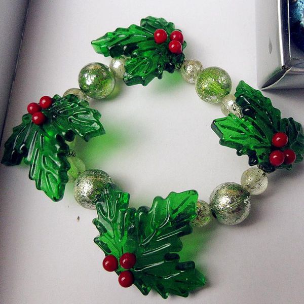 

party favor custom wholesale murano lampwork hand made glass lucky leaf creative women bracelet jewelry christmas gifts for friends