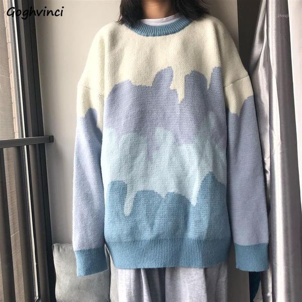 

women sweater pullovers camouflage knitting thicker warm o-neck long sleeve patchwork jumpers preppy style loose teens couples1, White;black