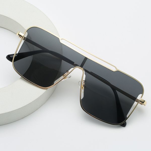 

fashion trend metal one-piece large frame sunglasses goggles personality hollow multi-color lenses driving stylish beach suitable with packa, White;black