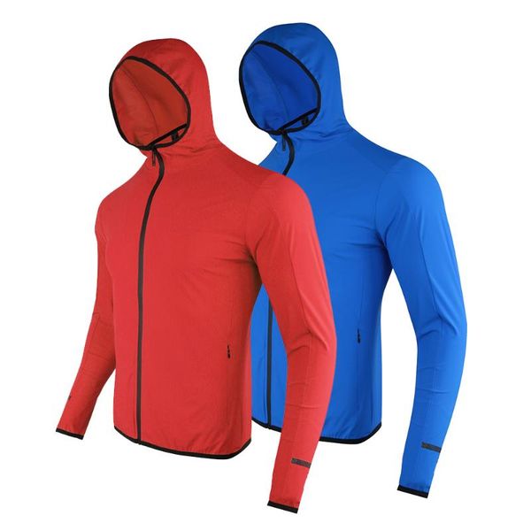 

sports jacket men and women fall and winter quick-drying running fitness suit hooded casual outdoor cycling nylon sportswear, Black;red
