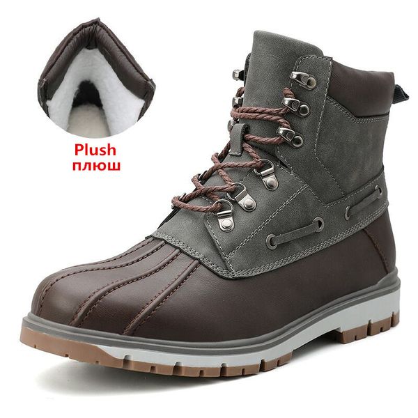 

brand winter thick plush warm snow lace-up men ankle outdoor waterproof men's motorcycle boots 38-47 201102, Black