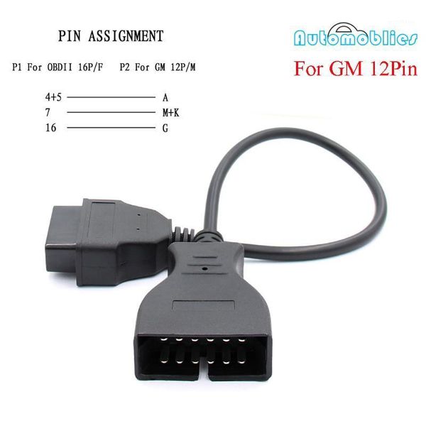 

auto diagnostic connector obdii obd 2 connector adapter for gm 12 pin gm12 to 16 pin cable for gm vehicles auto scanner adapter1