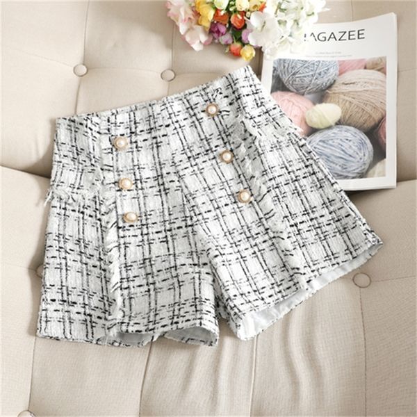 

2021 new autumn and winter woolen children's small fragrance wide leg thick tweed shorts high waist boots 33gc, White;black