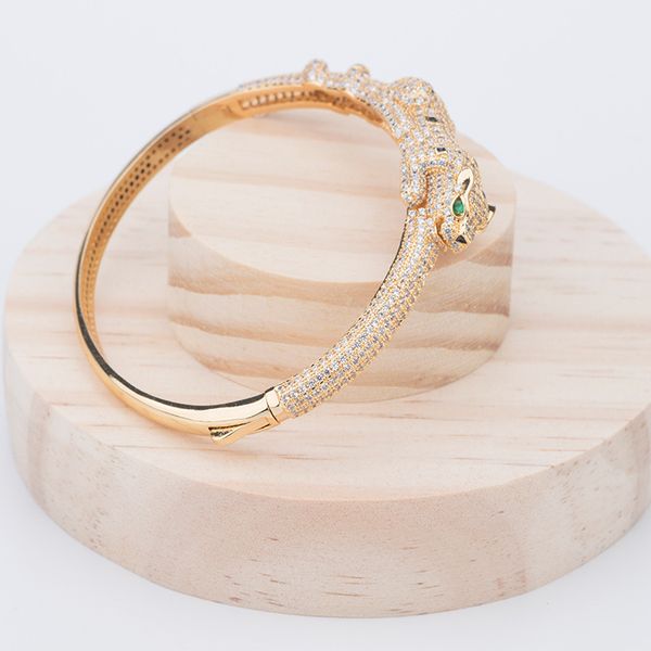 

light luxury fashion leopard bracelet and ring copper inlaid zircon ladies bracelet and ring bracelet and ring jewelry for women, Black