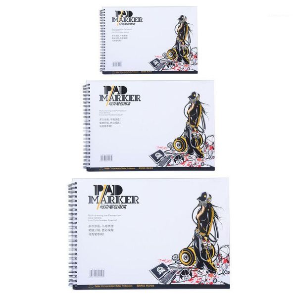 

34 sheet a3/a4/a5 professional marker paper spiral sketch notepad painting drawing artist supplies1