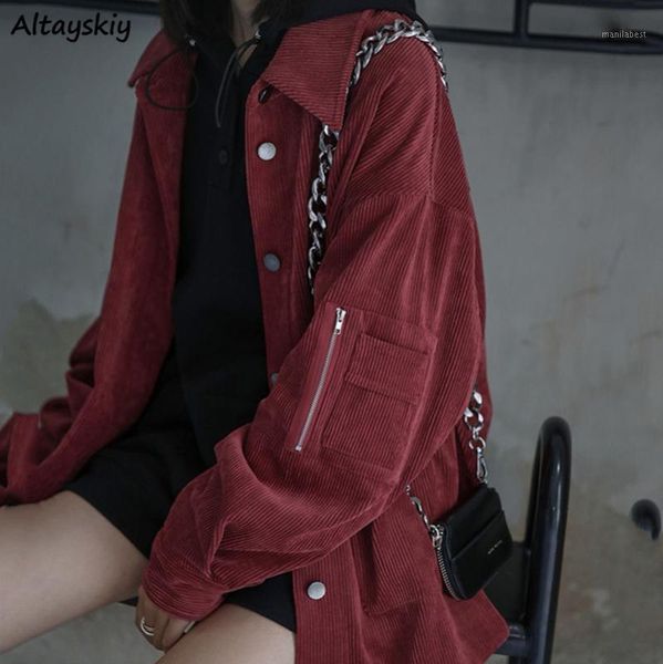 

jackets women solid corduroy plus size bf streetwear red korean coats student preppy style jacket retro loose new vintage daily1, Black;brown