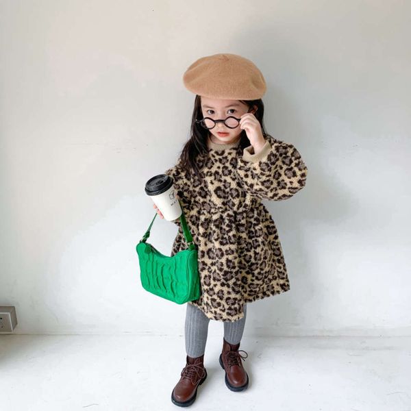 

monkey girl leopard print thickened amur drs, Red;yellow