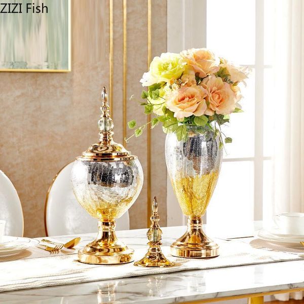 

european-style hardware glass vase ornaments simple flower arrangement flower vase table luxury decoration home new1