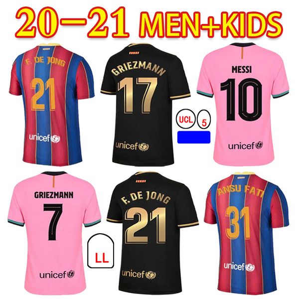 

2021 soccer jersey griezmann f. de jong trincão piqué 20 21 dest sergio ansu fati + kids kit high-quality football shirt, Black;yellow