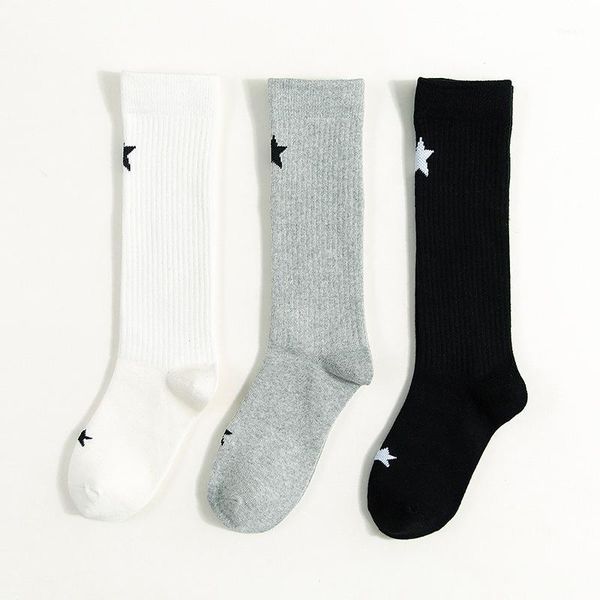 

woman winter socks long socks solid color star knee fashion1, Black;white