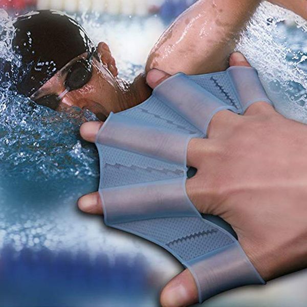 

frog silicone hand swimming training flippers swim palm finger webbed gloves paddle improve slip swim glove equipment