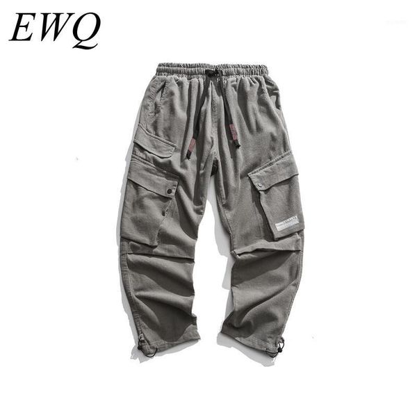 

ewq / men's wear can ship 2020 spring new overalls with three-dimensional pocket loose casual trousers fashion bottoms 9y8381, Black