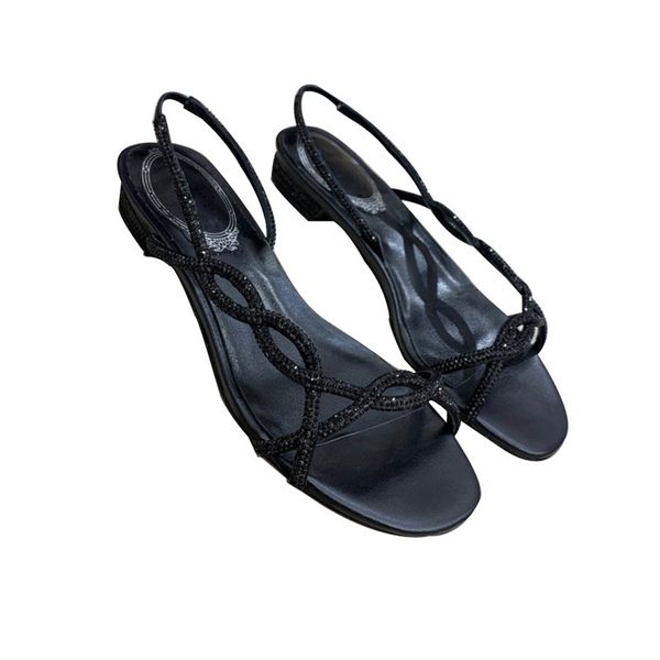 

2020 new summer style roman thick heels wound water drill sandals women's shoes real leather shoes children, Black