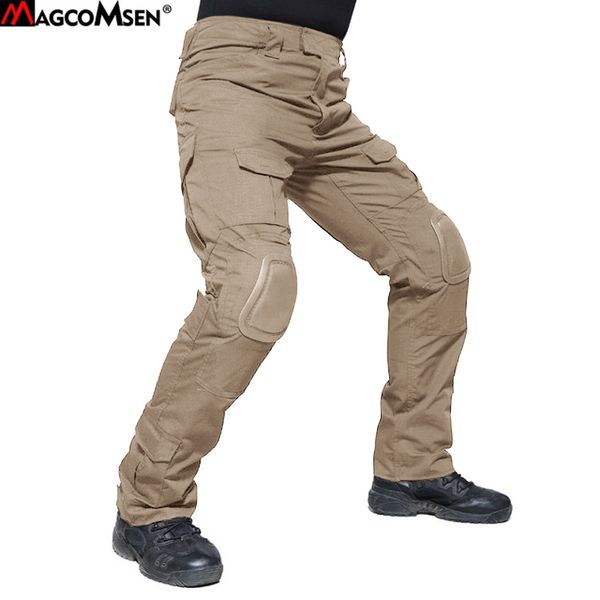 

magcomsen military tactical pants for man summer durable us army combat trousers with knee pads camouflage paintball clothing lj201007, Black