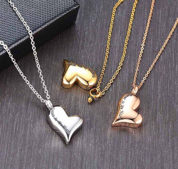 

2020 stainless steel peach heart necklace memorial cremation urn locket pendant bone ash jewelry for men sqclue new_dhbest, Silver