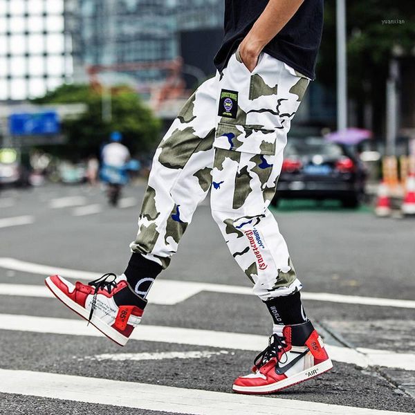 

man jogger camouflage pants loose mens sweatpants fashion high street cargo pants streetwear casual harajuku hip hop1, Black