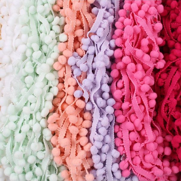 

5 yards pom trim ball 10 mm mini pearl pompom fringe ribbon sewing lace kintted fabric handmade diy craft accessories