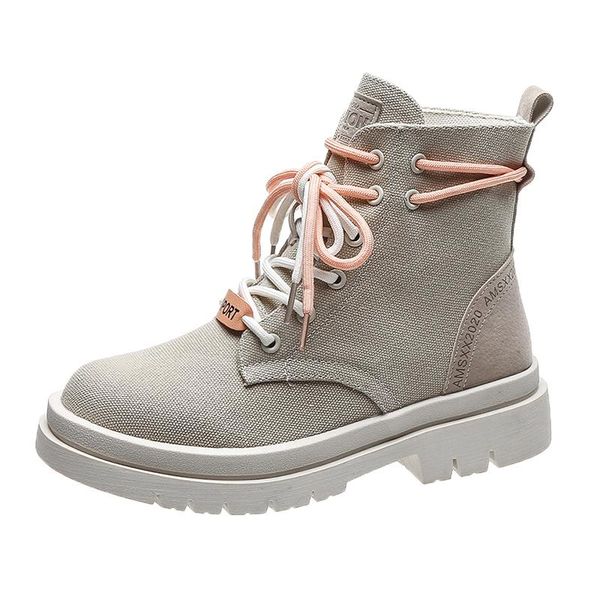 

2020 soft canvas women ankle boots rubber motorcycle boots female autumn winter shoes woman punk motorcycle m2065, Black