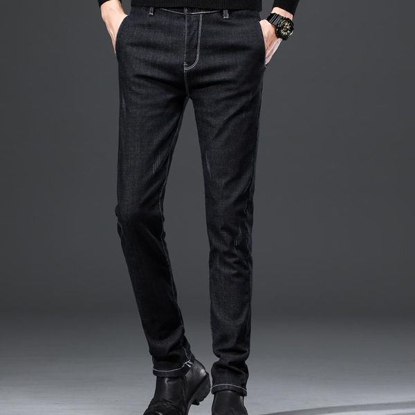 

men's jeans 2021 winter stretch plus velvet fashion thick regular-fit warm, Blue