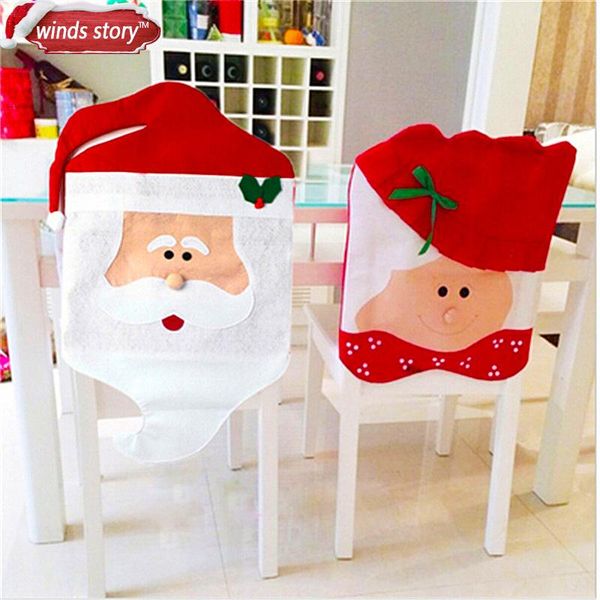 

chair covers 2 pcs santa red cover christmas set decorations xmas seat festive slipcover home decoration