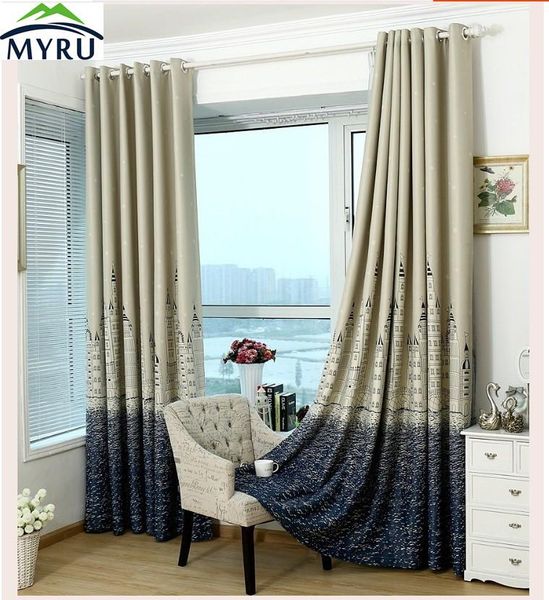 

curtain & drapes myru cartoon castle style children room health and environmental protection printing