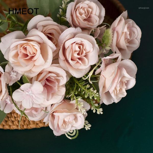 

hmeot10 head spring small rose artificial flower bouquet silk fake flower home wedding decoration floral valentine's day present1