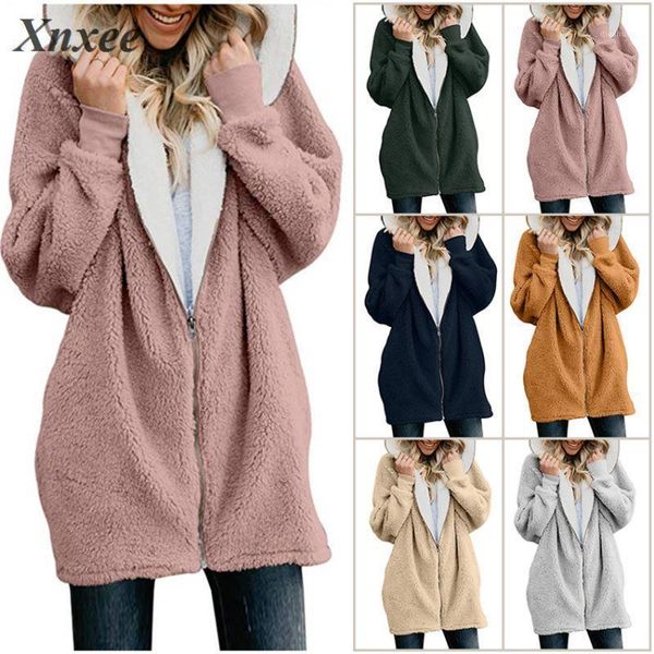 

women's jackets winter coat women cardigans ladies warm jumper fleece faux fur coat hoodie outwear plus size 5xl1, Black