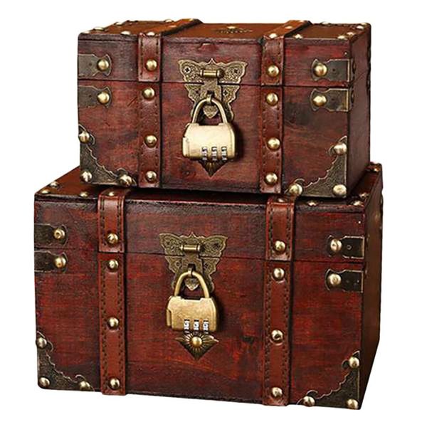 

jewelry storage box vintage wooden lock chest decorative box necklace treasure storage organizer ornaments display case, Pink;blue