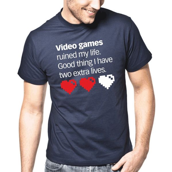 

sport teenage natural cotton printed mans unique cotton short sleeves o-neck t shirt video games ruined my life. good thing tee shirts