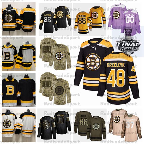 

2021 reverse retro customize 48 matt grzelcyk boston bruins hockey jersey golden edition camo veterans day fights cancer purple custom shirt, Black;red