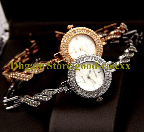 Incredibile orologio da donna moda casual da donna Orologio da donna con strass Bling in vetro minerale Orologi Ladys Girls Bracciale da polso al quarzo AA00213