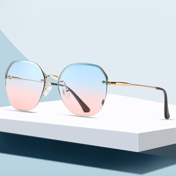 

new korean fashion rimless women's sunglasses designer aws, White;black