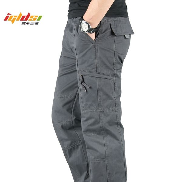 

men cargo pants casual multi pockets military tactical pants pantalon hombre men sweatpants straight long trousers plus size 3xl 201125, Black