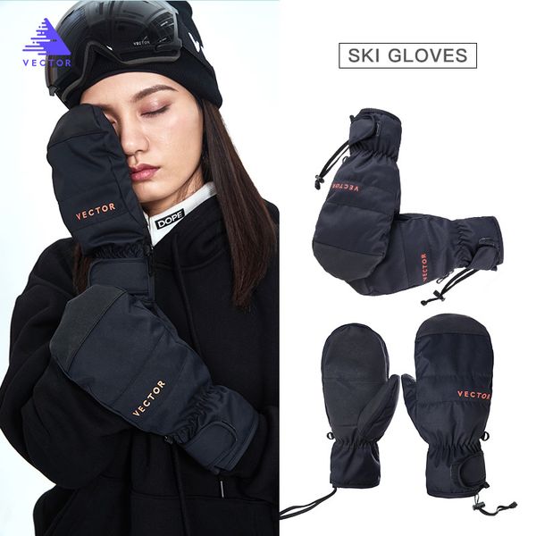 

2-in-1 mittens ski gloves snowboard men women female snow winter sport warm waterproof windproof skiing faux leather plam 201020, Blue;gray