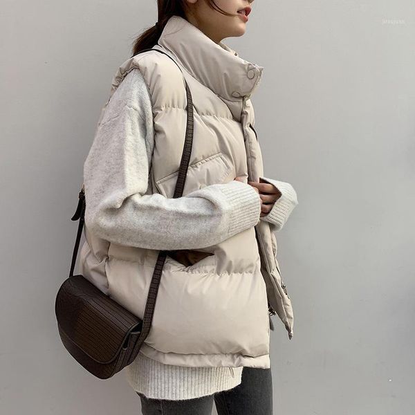 

autumn winter jacket women 2020 short women's warm vest korean style coat casual parkas woman chalecos para mujer pph23601, Black