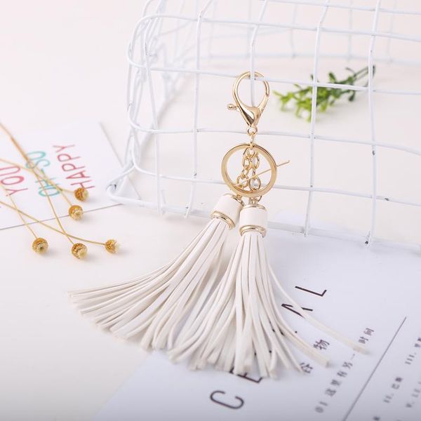 

12pcs dozen whole sale leather tassels key chain with two tassels for womencar keychain bag key ring jewelry eh820c h jllgoc, Silver