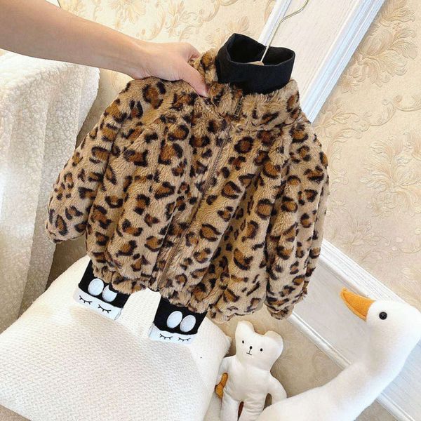 

et autumn cashmere winter girls' 2020 new baby leopard cardigan tkrk, Black