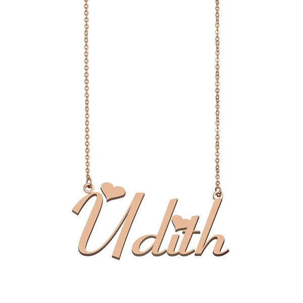 

Udith Name Necklace Custom Nameplate Pendant for Women Girls Birthday Gift Kids Best Friends Jewelry 18k Gold Plated Stainless Steel, Silver
