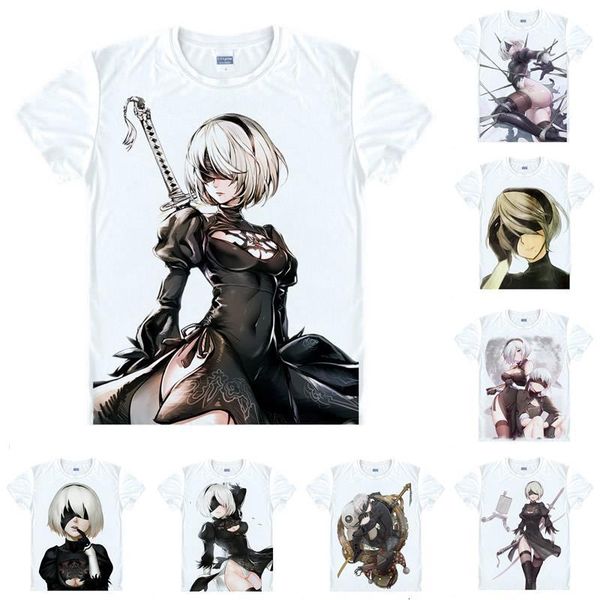 

anime shirt nier automata nier t-shirts multi-style short sleeve main character 2b yorha 9s cosplay motivs shirts, White;black