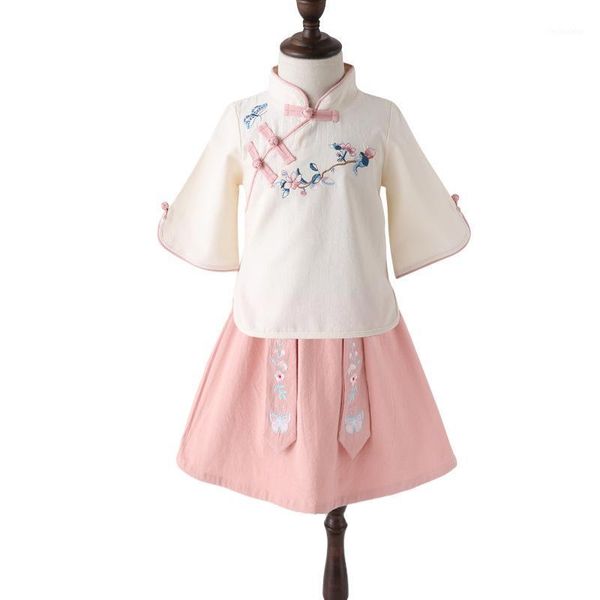 

girl's dresses girl clothing children's hanfu baby girls tang dress cheongsam summer clothes for 2pcs two pieces shirt + princess, Red;yellow