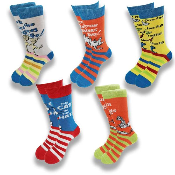 

a pair of men's christmas socks in autumn and winter cartoon happy novel comfortable skateboard socks are given men as gifts, Black