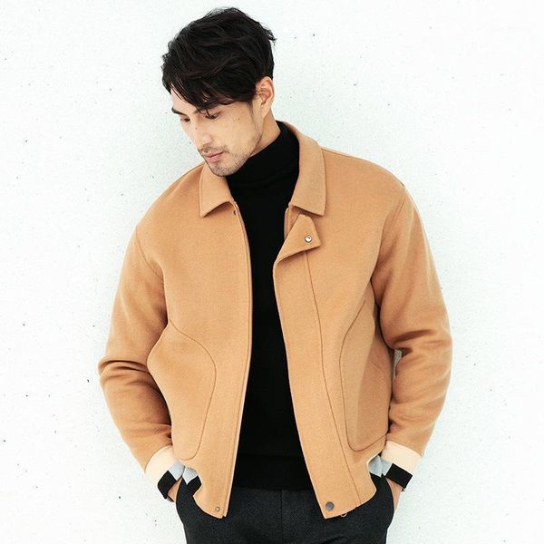 

wool coat lapels of new fund of 2020 autumn winters is pure manual male double coat rich version wool jacket1, Black
