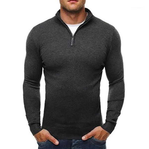 

sweater pullover men 2017 male brand casual slim sweaters classic zipper high collar simple solid color men sweater xxxl1, White;black