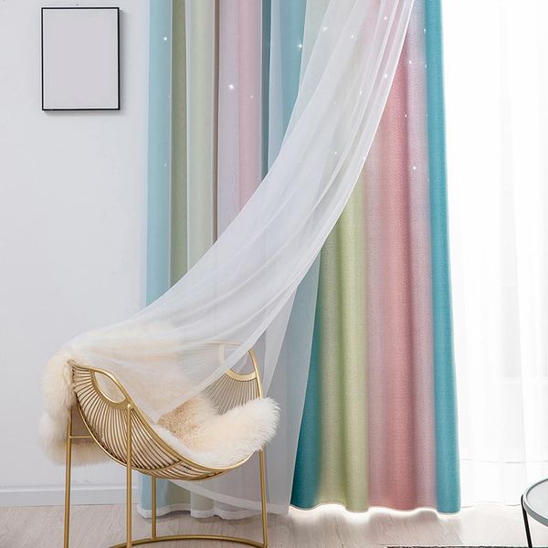 

curtain & drapes rainbow color window curtains for girl kid bedroom blackout decoration home